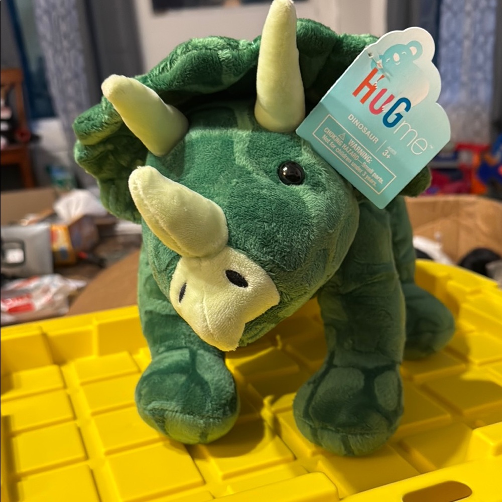 Green Triceratops Stuffed Animal Toy